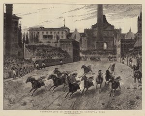 Hestevæddeløb i Rom under karnevalstid (gravering) af (after) Italian School