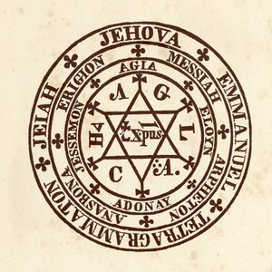 Okkulte videnskaber: magisk cirkel. Skema fra "" De Occulta Philosophia "" af den tyske okkultistiske lærd Henry Cornelius Agrippa af Nettesheim (1486-1535) (kendt som Cornelius Agrippa eller Agrippa af Nettesheim)
