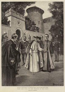Pave Leo XIII i hans dages vinter (gravering) af (after) Italian School