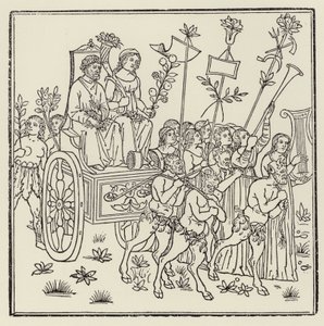 Procession trækker en vogn (træsnit) af (after) Italian School
