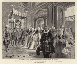 Kanoniseringen af to præster ved Sankt Peters Rom (gravering) af (after) Italian School