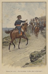 Lannes råbte til dem: "Skæp sværdet straks!" (farve litho) af (after) Paris