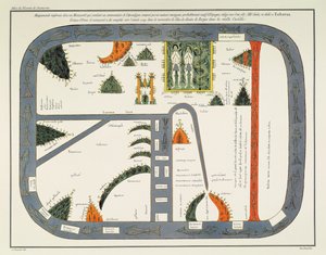 Kort over verden, fra et manuskript af en kommentar til apokalypsen, skrevet ca. 787 og kopieret ca. 1109 i klostret Silos, Burgos, Spanien (litho) af (after) Spanish School