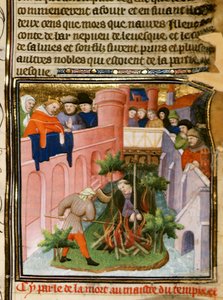 Cott Nero E II pt.2 fol.105 Afbrænding af Tempelherrens Mester, fra 