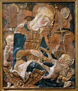Madonna og barn, basrelief (terracotta) af (attr. to) Donatello