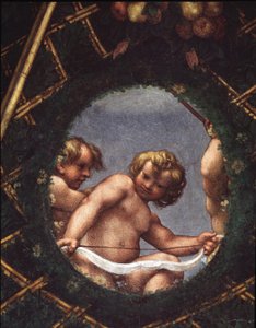Engle kigger ud af et vindue - Fresco af (c.1489 1534) Correggio