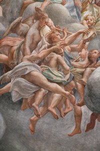 Vinkler, der spiller musikinstrumenter, detalje af 3660852 af (c.1489 1534) Correggio