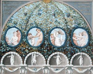 Design for a Ceiling Fresco, udgivet ca. 1780 (gouache, blæk & akvarel på en ætset bund) (se også 192025-026 af (c.1489 1534) (after) Correggio