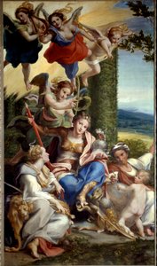Allegori om dyd. Maleri af Antonio Allegri kendt som Il Correggio (eller Le Correge 1489-1534) 1500-tallet. Størrelse 0,88x1,48m.