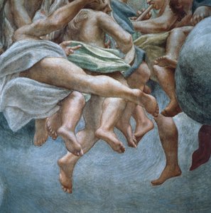 Engle, detaljer af fresker fra sektion af Abraham og Isaac, fra kuppelen i Parma-katedralen, af Antonio Allegri Da Correggio (1489-1534) af (c.1489 1534) Correggio