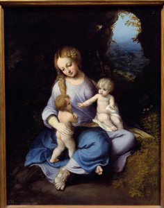The Virgin, Jesus and Saint John Child Maleri af Antonio Allegri (kendt som Correggio eller Correge 1489-1534) 1500-tallet Madrid, Prado Museum