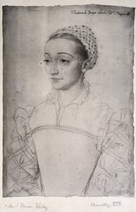 Marguerite de France (1523-74) (blyant på papir) af (studio of) Clouet