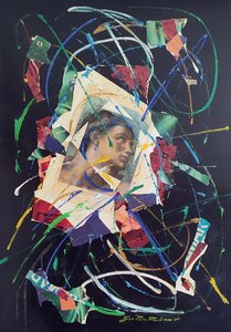 G. C. Riccardi, Adamo, 1986, blandede medier på lærred, 70x100, Italien.