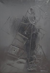 G. C. Riccardi, Combustione n. 2, 1977, blandede medier på lærred, 60x80, Arpino, Umberto Mastroianni Foundation, Italien.