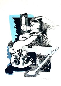 G. C. Riccardi, Proposta e Stop, 1974, Tinte på papir, 40x70, Italien.