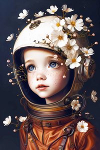 børneastronaut på planeten Blomster, brugerdefinerede billedstørrelser af F. Abderrahim