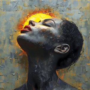 Måne og kvinde maleri, lærred og væg Kunst til salg, væg stue indretning af F. Abderrahim