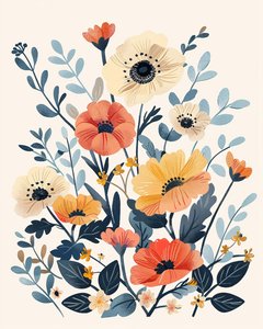 Boho blomster børnehave til Botaniske vægbilleder on Demand af F. Abderrahim