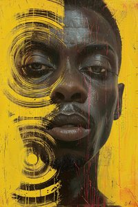 Minimalistisk abstrakt sci fi gritty Surrealisme sort mand ansigt online lærredstryk af F. Abderrahim