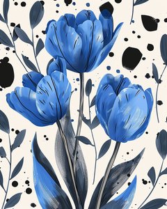 David Tulips tegner konventionelt i blåt | botaniske vægbilleder af F. Abderrahim