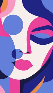 Minimalistisk kvindeportræt i lilla farver  hvid | canvas wall art prints af F. Abderrahim