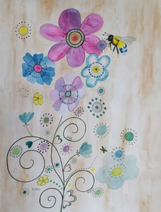 Bierne og deres blomster af Marys Watercolors