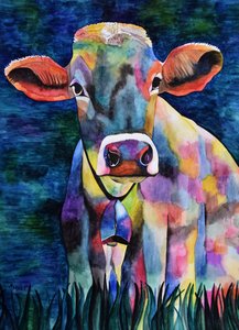 Aquarell-Kuh