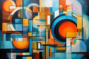 Et spiraldesign, abstrakt komposition, harmoni og balance, store lærredstryk af F. Abderrahim