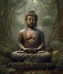 En spirituel buddhistisk udsmykning, fredfyldt meditation, vægbilleder på bestilling af F. Abderrahim