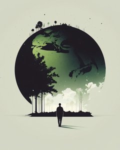 Abstrakt minimalistisk af en forenet verden, online kunsttryk af F. Abderrahim