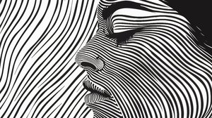 Minimalistisk Single Line Style, kvindeansigt, vægdekoration | print on demand af F. Abderrahim