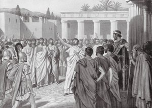 De peloponnesiske staters kongres i Sparta, f.Kr. 432 (litografi) af A.C. Weatherstone