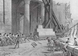 Fønikiske håndværkere bygger et tempel til Salomon (litografi) af A.C. Weatherstone