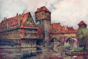 Henkersteg, med Wasserturm, Nürnberg, Tyskland, c1905 af AG Bell