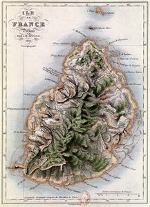 Kort over Mauritius, illustration fra 