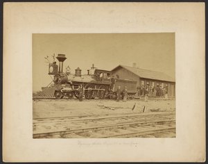 Wyoming Station Engine 23 på hovedsporet [Wyoming]. af A.J. Russell