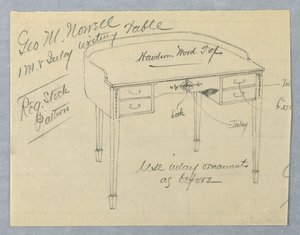 Design til mahogni indlagt skrivebord til George M. Nowell