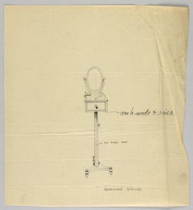Design til barberstativ med ovalt spejl af A.N. Davenport Co.