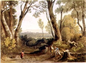 Hereford, fra Dynedor Hill, indgraveret af Theodore H. A. Fielding (1781-1851), pub. i 