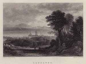 Lausanne (farve litho) af A.V. Copley (after) Fielding