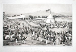 Kroningen af general Faustin Soulouque (ca. 1785-1867) som kejser af Haiti af A. (after) Hartmann
