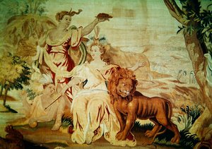 Afrika, fra et gobelin med de fire verdenshjørner, detalje af de centrale figurer