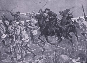 De Wets behandling af britiske krigsfanger på marchen, illustration fraAfter Pretoria: The Guerilla War, 1902