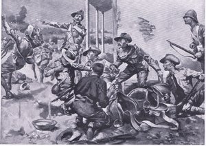 Angrebet på Hamel Fontein Farm, fra After Pretoria: The Guerilla War udgivet af Harmsworth Bros Limited, 1901