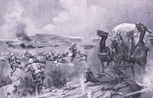 Angrebet på konvojen ved Buffelspoort, illustration fra After Pretoria: The Guerilla War, 1902