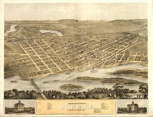 Fugleperspektiv af byen Portage, Columbia Co, Wisconsin 1868. LOC 73694548