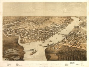 Green Bay og Fort Howard, Brown Co, Wisconsin 1867. LOC 73694541 af A.; Chicago Lithographing Co. Ruger