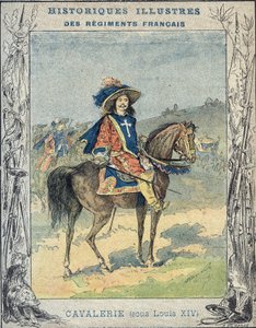 Kavaleri under Louis XIV - Fra et beskyttende hylster til skolebøger, slutningen af 1800-tallet - Kavaleri sous Louis XIV - illustration af A Demarle - Protege notesbook historique, slutningen af 1800-tallet -