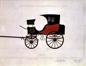 Design af en vogn for Postvæsenet, graveret af Engelmann og Graf af A. G. (after) Ducoudray