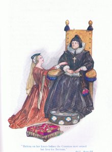 Helena på knæ, før grevinden nu ejede sin kærlighed til Bertram (All
